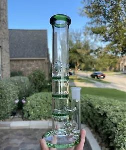 10 Inch Green Three Layers Glass Water Pipe Bongs Filter Hookah Beaker Bong - Picture 1 of 6