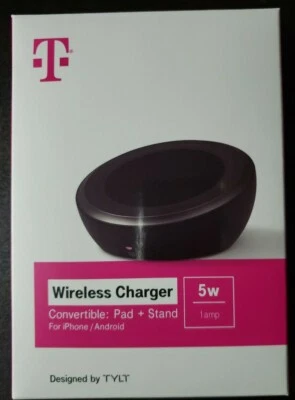 T-Mobile Wireless Charger 5w/1amp Convertible Pad+ Stand for IPhone/Android   - Image 1 of 4
