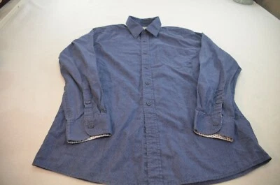 Haggar Men Button Up Shirt Size M Blue Design Cotton Long Sleeve - Image 1 of 4