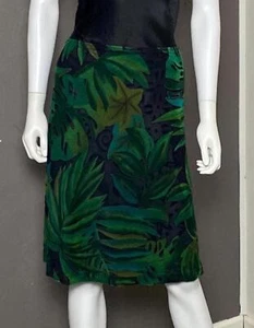90's-Y2K Black x Green Jungle Stretch Pencil Skirt from Carole Little size M - Picture 1 of 9