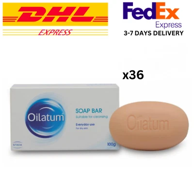 36x 100gm OILATUM 酒吧干性肌肤 100 克温和洁面保湿有效期至 2026 年 — 第 1/4 张图片