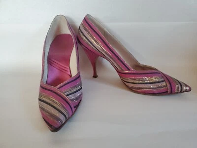 Bally Shoes For 'The Balta' Size 6.5 Vintage  Pink Gold  Black High Heels - Image 1 of 4