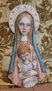 "PLACA ÚNICA DE COLECCIÓN MCM MADONNA MARY & NIÑO JESUS HECHA EN ITALIA 10,5" - Imagen 1 de 5