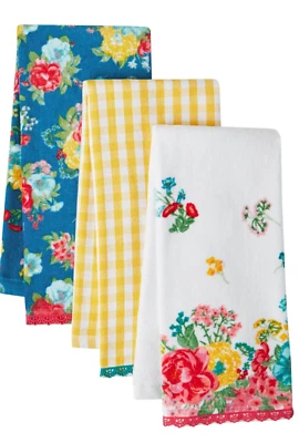 Juego de toallas de cocina florecientes de lujo The Pioneer Woman, multicolor, 20"x30", 3 piezas Foto 1 de 3