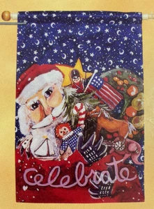 FEIERN Weihnachten Santa dekorative Veranda Flagge Neu in Verpackung Toland 24" x 36" - Bild 1 von 3