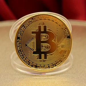 Bitcoin physische Sammlermünze Neuheit BTC vergoldet 40 mm - UK VERKÄUFER - Bild 1 von 6