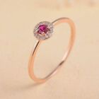 Ct Round Cut Natural Ruby Moissanite Halo Dainty Gift Ring 14k Rose Gold Silver