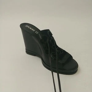 OPENING CEREMONY Women's Leather 4" Wedge Heels EU 37 US 6.5 Black NEW - Picture 1 of 6