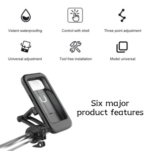 Universal Waterproof Motorcycle Bike Handlebar Phone Mount Holder Cellphone Case - Picture 1 of 23