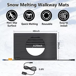 Heated Snow Melting Mats 30 X 48 In Outdoor Mats for Stairs Walkways - Picture 1 of 8