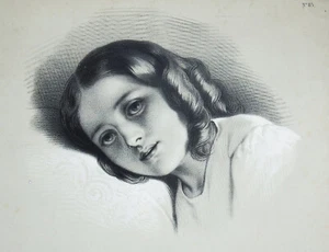 Julien, Bernard Romain 1855 Signed Lithograph & Pencil Sketch, Cours Elementaire - Picture 1 of 3