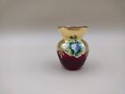 Ruby Red Venetian Vase/Toothpick Gold W/Raised Flowers Pre-owned