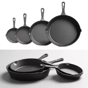 Cast Iron Skillet, Frying Pan with Drip-Spouts, Pre-seasoned Oven Safe Cookware - Picture 1 of 12