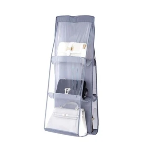 6 Pocket Hanging Handbag Organizer for Wardrobe Closet Transparent Storage Bag - Picture 1 of 8