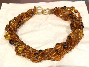 GORGEOUS RJ GRAZIANO NEW W/OUT TAG 5-STRAND AMBER COLOR BEADED TORSADE NECKLACE - Picture 1 of 7