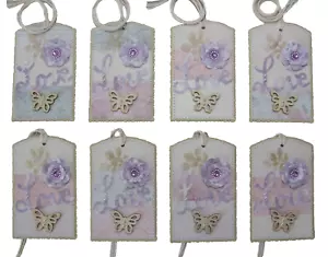 Handmade Gift Tags 8 Sewn Love Wedding Wish Tree Scrapbooking Journals Cards - Picture 1 of 4