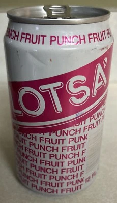 Ponche de frutas vintage LOTSA 12 oz. Lata de refresco vacía de aluminio con lengüeta extraíble Foto 1 de 4