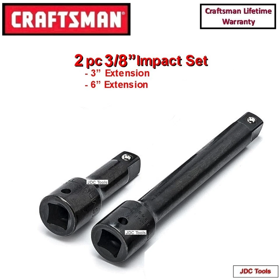 CRAFTSMAN 2 PC 3/8 IMPACT EXTENSION SET 6" 3"