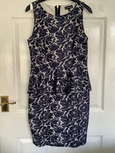 Warehouse Formal Midi Dress Navy Lace Look Sleeveless Size 12 - Picture 1 of 4