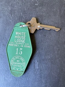 Vintage 1960's 70's Old White House Lodge Monterey CA Hotel Fob w Key Retro Cali - Picture 1 of 4