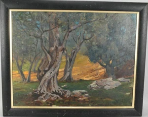 ::ÖLGEMÄLDE BEEINDRUCKENDE BAUMLANDSCHAFT IN DER MORGENDÄMMERUNG - Bild 1 von 7