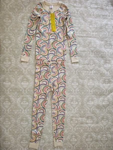 Hanna Andersson 130 8 Rainbow Long John Pajamas 2 Piece Organic Cotton - Picture 1 of 3