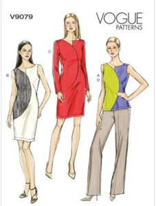 Vogue V9079 Misses Asymmetrical Seam-Detail Top Dresses Pants Sewing Pattern NEW - Picture 1 of 6