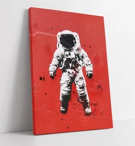 BANKSY ASTRONAUT STENCIL GRAFFITI -FRAMED CANVAS WALL ART PICTURE PRINT - Picture 1 of 2