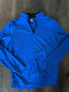 Foot Joy FJ Pullover Uomo Piccolo Blu Nero Manica Lunga Quarto Zip Golf Footjoy - Foto 1 di 6