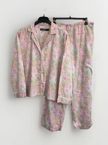 Ralph Lauren Paisley Pajama Sleep Set LRL Monogram Cotton Blend Sateen Size XL - Picture 1 of 15