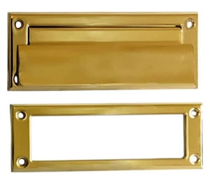 Fente pour courrier en laiton poli soldé 8-7/8"X2-7/8" avec cadre intérieur en laiton massif - Photo 1/4