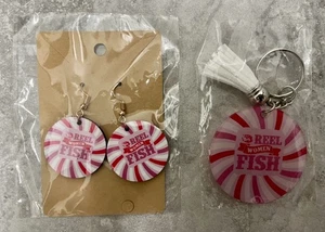 Angeln Runde Sublimation Ohrhänger und Acryl Schlüsselanhänger Rolle Frauen Fisch - Bild 1 von 1