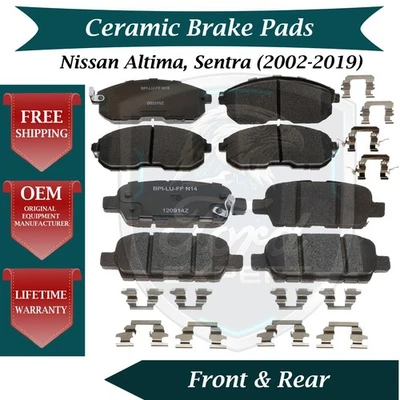 Nuevo kit de pastillas de freno delanteras y traseras de cerámica OE para Nissan Altima Sentra 2002-2019 Foto 1 de 4