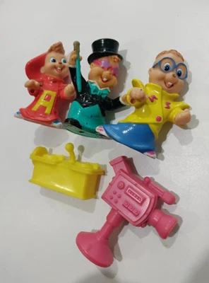 Vintage 1990 Bagdasarian Alvin And The Chipmunks Rubber Figures + Accessories  - Image 1 of 4