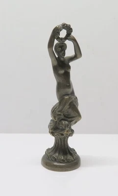 Alte Petschaft aus Bronze Damen-Akt mit Blumenkranz ca.  8,5 cm hoch - Bild 1 von 4