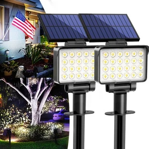 Solar Spot Lights Outdoor Waterproof 2 Pack for Flag, Tree, House, Garden, Ya... - Picture 1 of 7