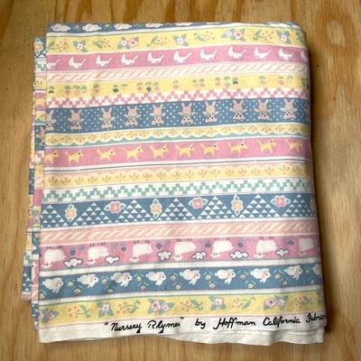 🧸 FABRIC Hoffman California NURSERY RHYMES 100% 棉 4 码动物花卉 — 第 1/3 张图片