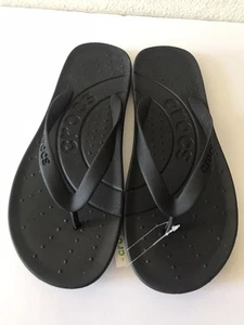 WOMEN'S BLACK CROCS FLIP WATER FRIENDLY BEACH/POOL FLIP FLOP SANDALS SIZE 9 NWT - Picture 1 of 7
