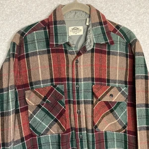 Vintage Fieldmaster Plaid Wool Blend Flannel Shirt Men's Retro Y2K 70s Grunge  M - Picture 1 of 7