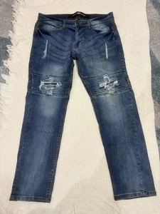 XRay Herren Skinny Fit Biker zerrissen Distressed Jeans 36 x 32 Neu mit Etikett - Bild 1 von 8