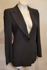 Emporio Armani Wool Blazer Jacket Made In Italy Womens 40 US 6 Charcoal - Picture 1 of 14