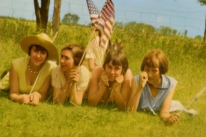 Vintage Photo Film Negative Four Pretty Young Girls Americana Patriotic 1920 - Picture 1 of 4
