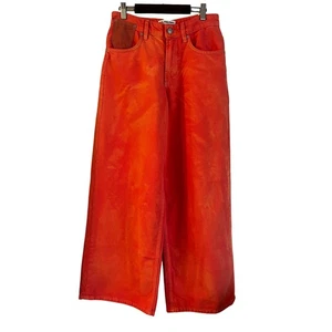 Neu mit Etikett Free People Damenjeans Wasserfälle Baggy weites Bein orange Größe 25 kurz - Bild 1 von 8