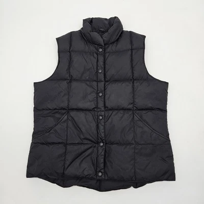 Chaleco acolchado Lands' End Down para mujer talla mediana negro ligero frente a presión Foto 1 de 4