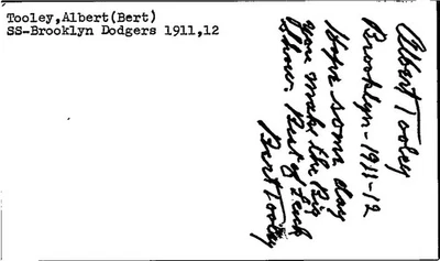 -Bert Tooley- (d.1976) Signed/Autograph/Auto Postcard Brooklyn Dodgers MLB - Image 1 of 2