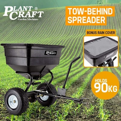 PLANTCRAFT Tow Behind Broadcast Spreader 90kg 105L Seed Fertiliser Tow Rotary - image 1 of 4