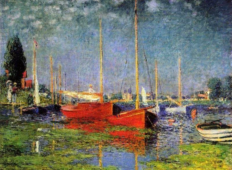 Art Oil painting Claude Monet - Pleasure Boats at Argenteuil with boats canvas - Image 1 of 1