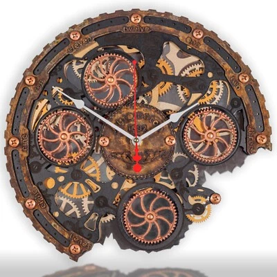 Reloj de pared náutico de óxido Automaton Bite 1682 "bajo el agua" engranajes móviles arte loft Foto 1 de 4