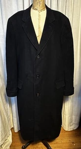 Vintage Men’s KAUFMANNS Pittsburgh Cashmere DarkNavy (Blk) L Overcoat SzM/L Used - Picture 1 of 15