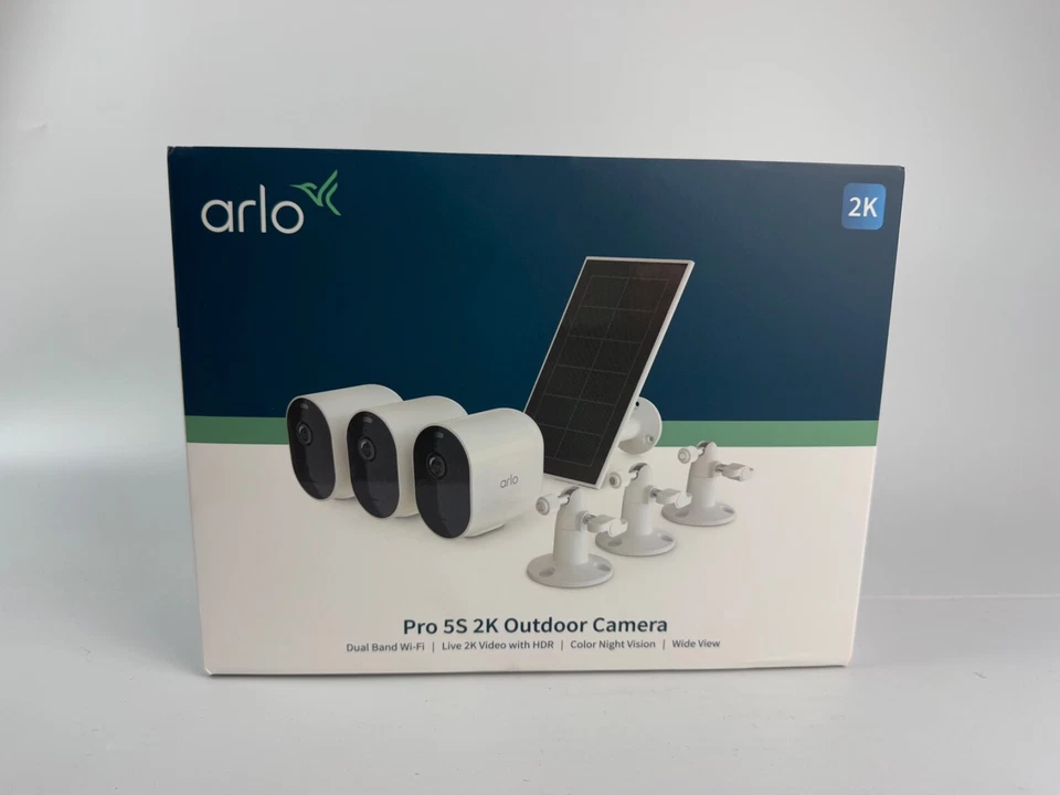 Arlo VMK4360P-1SCNAS Pro 5S 2K Spotlight Camera 3 Cameras & 1 Solar Panel